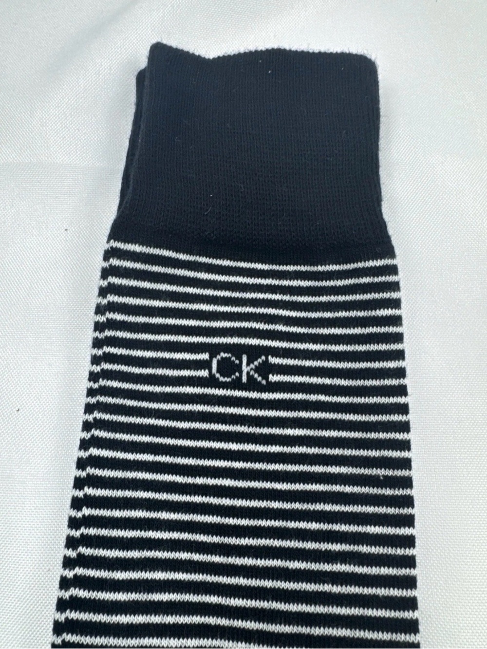 Calvin Klein Black and White Striped Men's Dress Socks with CK Logo NEW